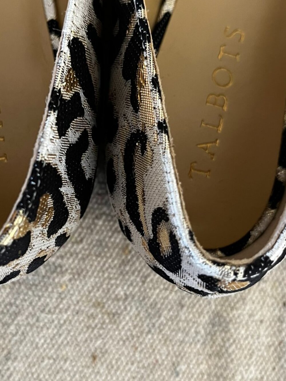 Talbots Woman's Edison Jacquard Metallic Leopard Flats Sz 8 - Picture 7 of 12